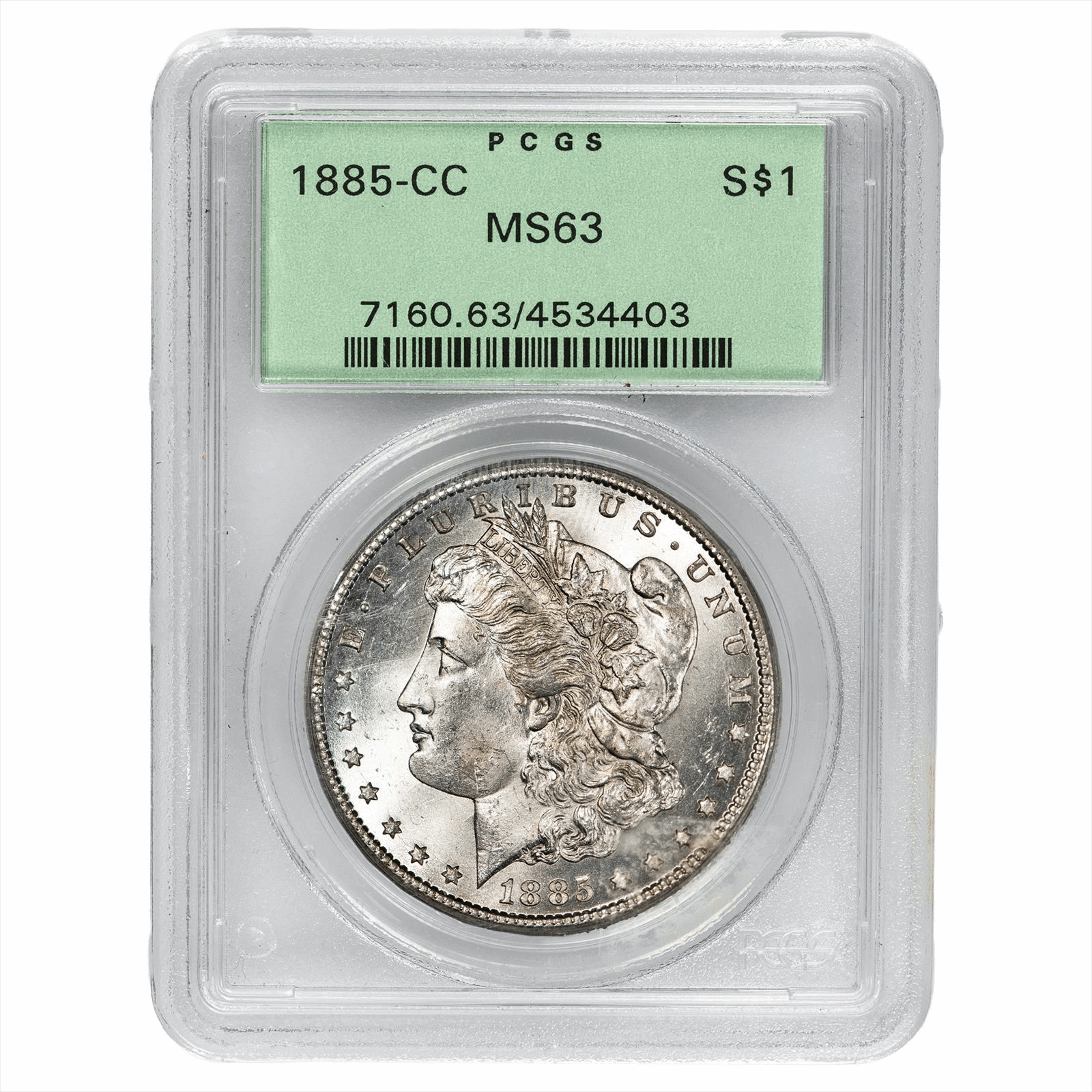 1885-CC Morgan Silver Dollar $1 PCGS MS 63