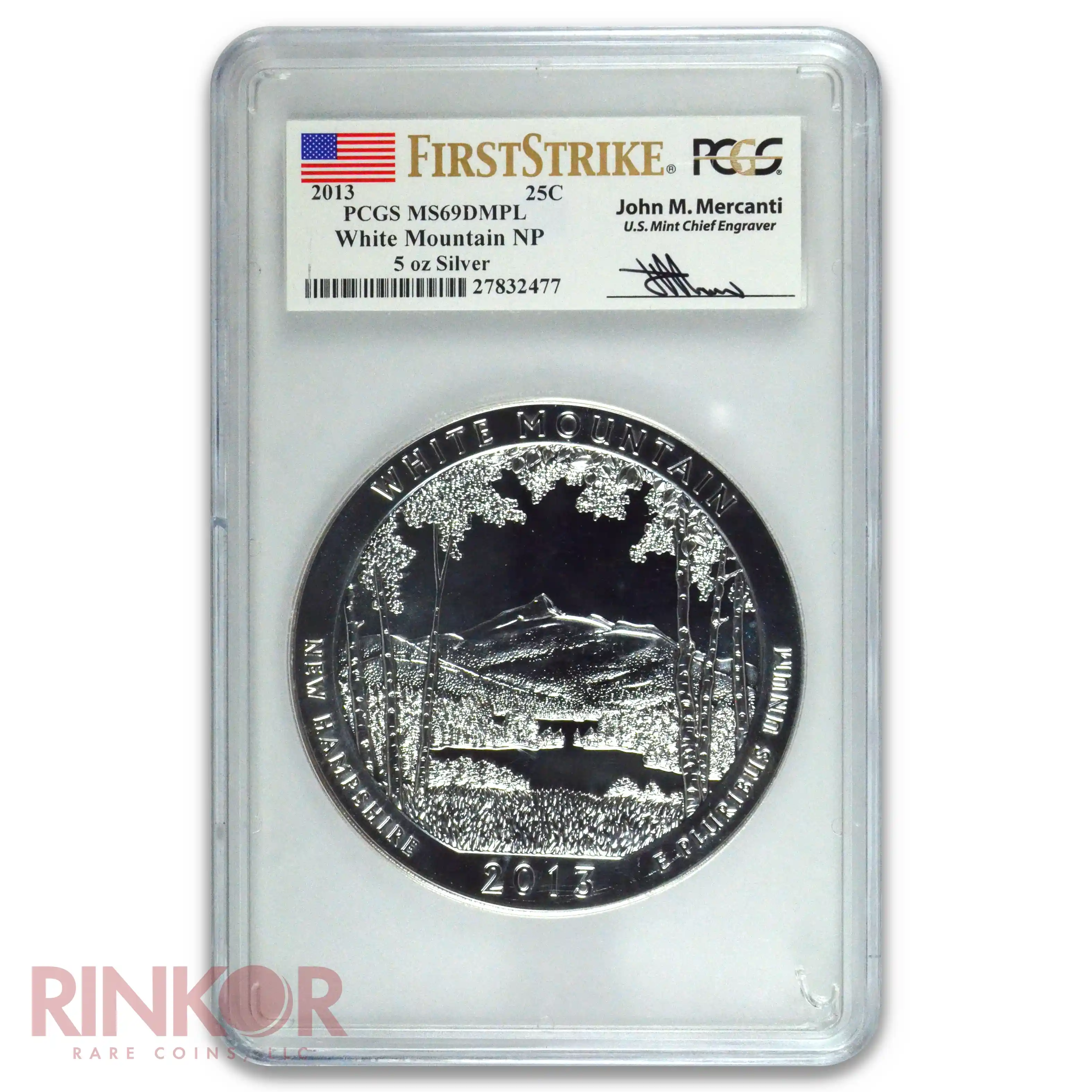2013 5oz America the Beautiful White Mountain First Strike Mercanti PCGS MS 69 DMPL