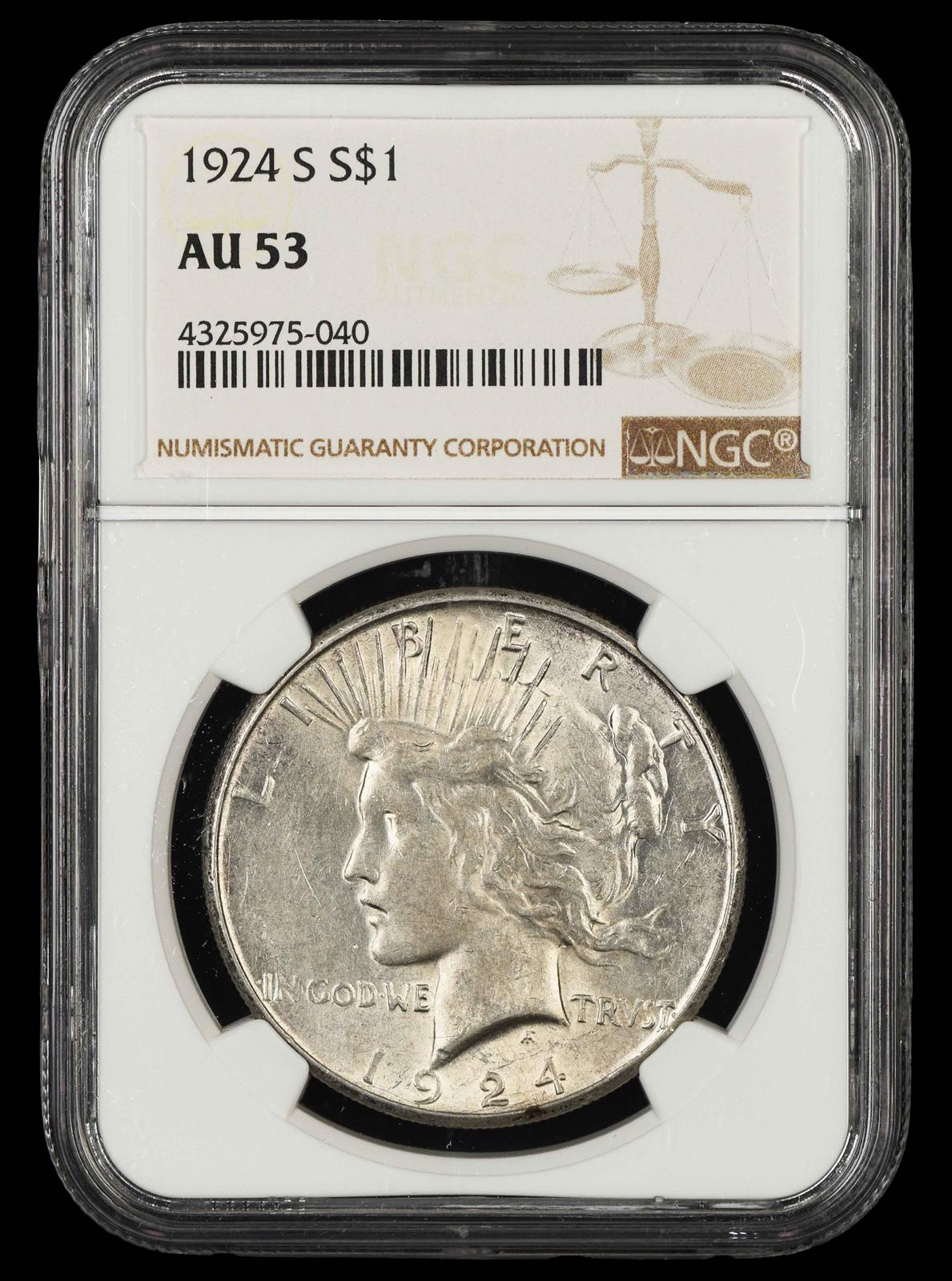 1924 S $1 NGC AU53