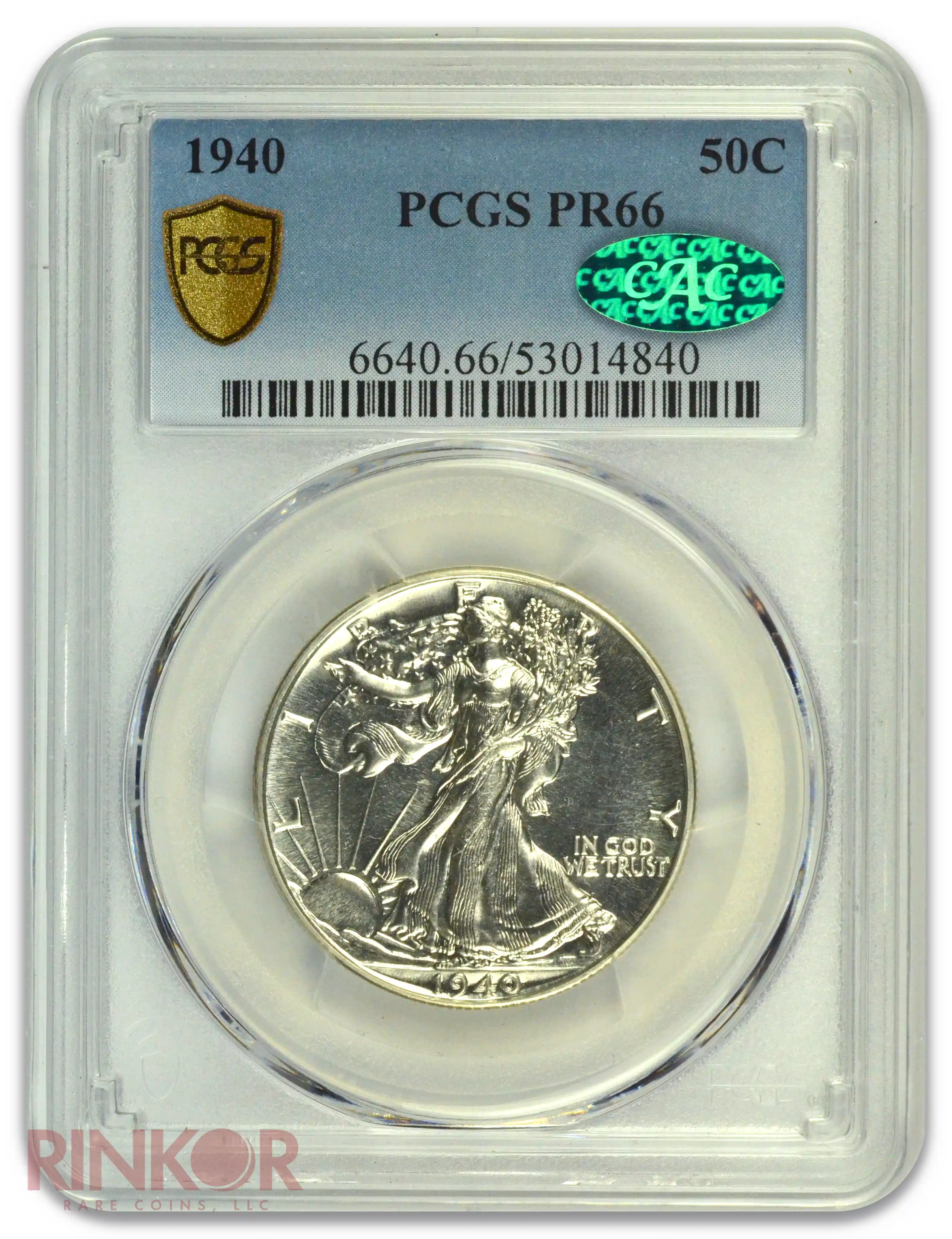 1940 Walking Liberty Half Dollar PCGS PR 66 CAC