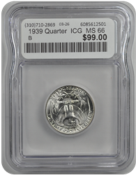 1939 Quarter  ICG  MS 66