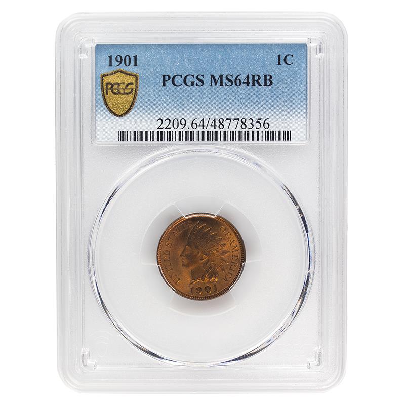 1901 Indian Head Cent, 1C PCGS MS 64 RB