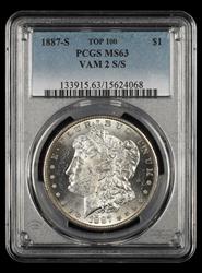 1887 S $1 VAM 2 S/S Top 100 PCGS MS 63