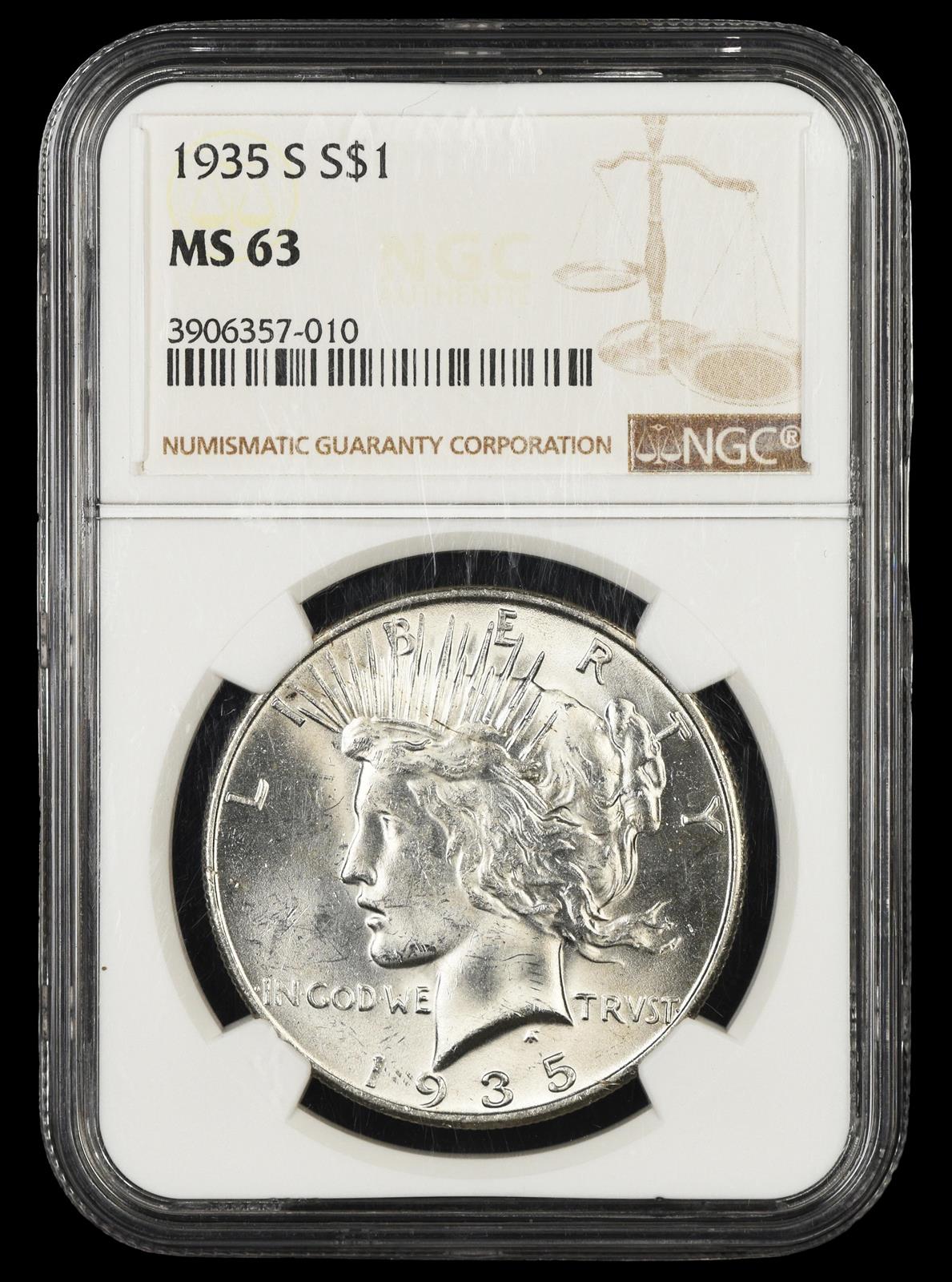 1935 S $1 NGC MS63