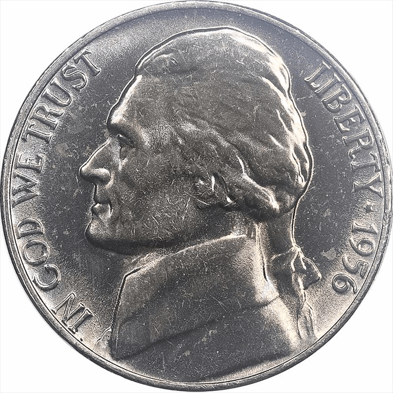 1956 Jefferson Nickel 5c Choice Uncirculated - Nice Original Coin