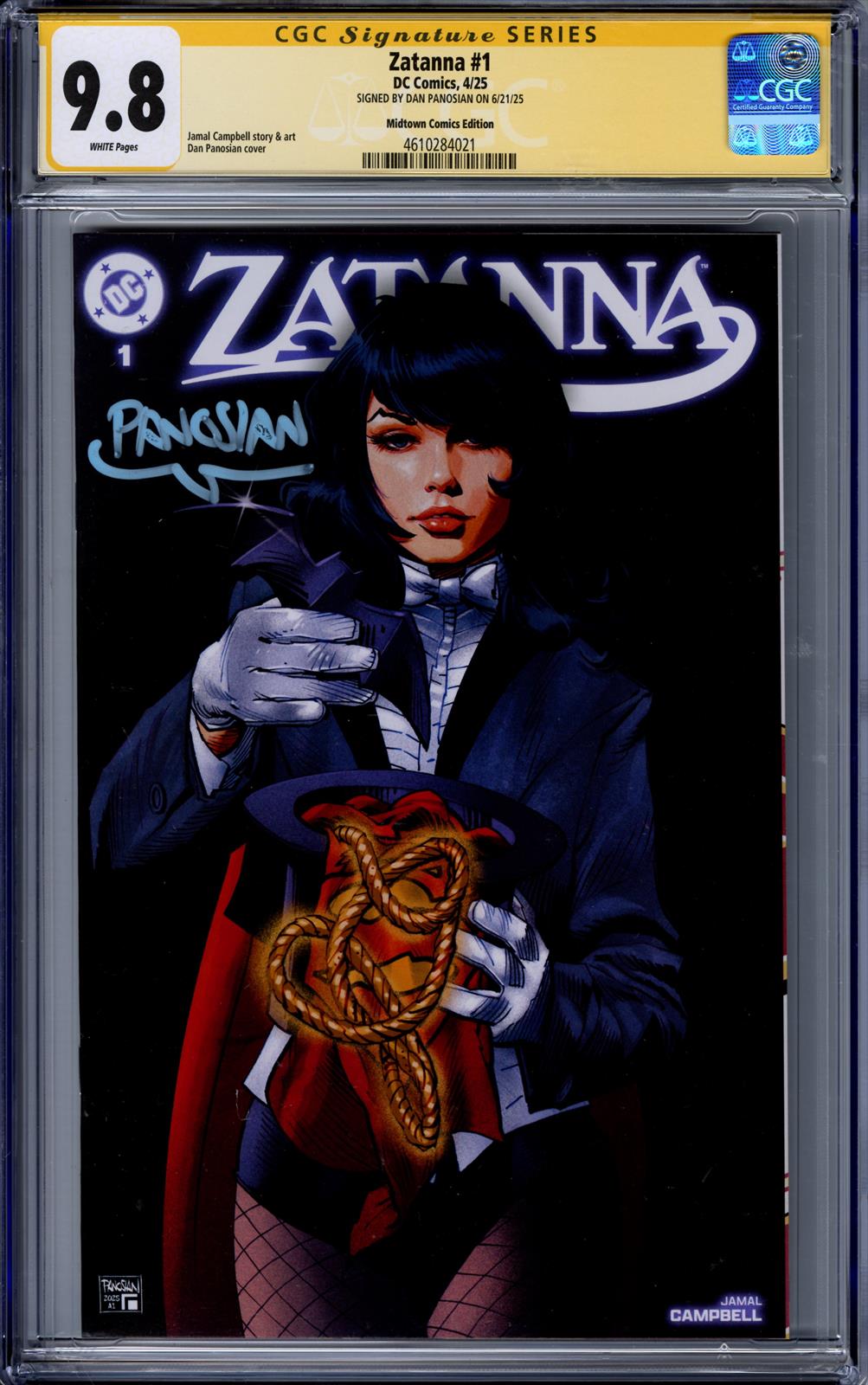 Zatanna #1 CGC Signature Series 9.8 (D.C., 2025) Signed by Dan Panosian 