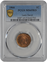 1866 Indian Head PCGS RD 65