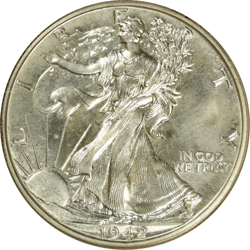 1942 Walking Liberty Half Dollar 50c, NGC PR 67 - Nice Original Coin