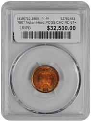 1901 Indian Head PCGS CAC RD 67+