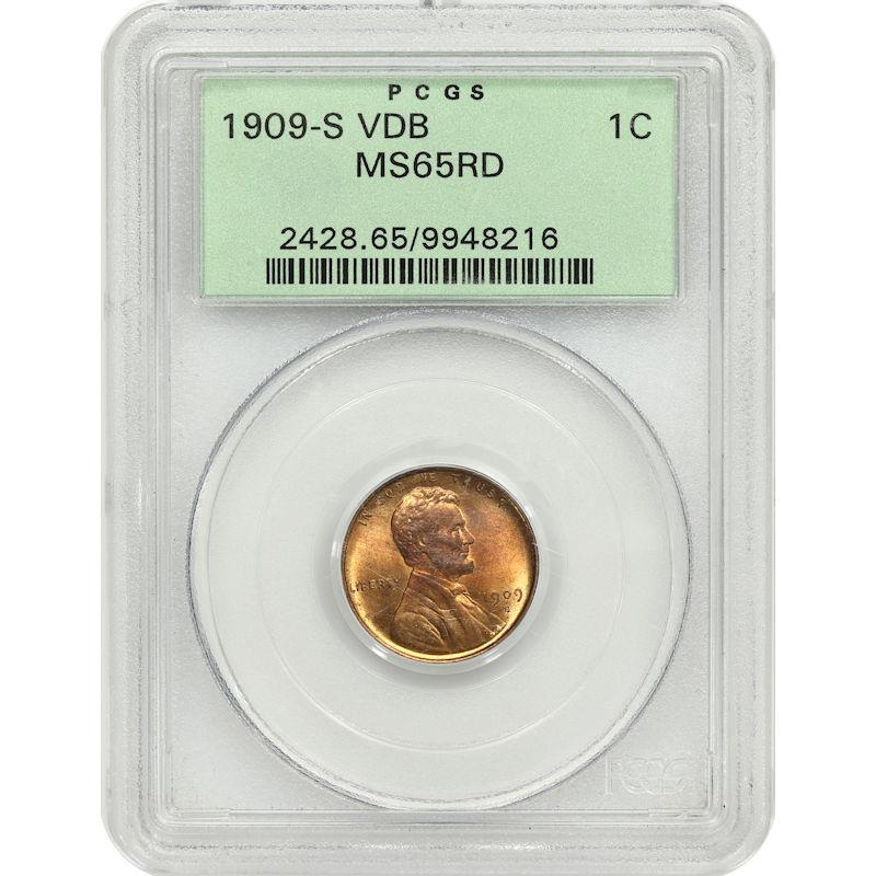 1909-S VDB Lincoln Cent 1c, PCGS MS-65RD - Old Green Holder 