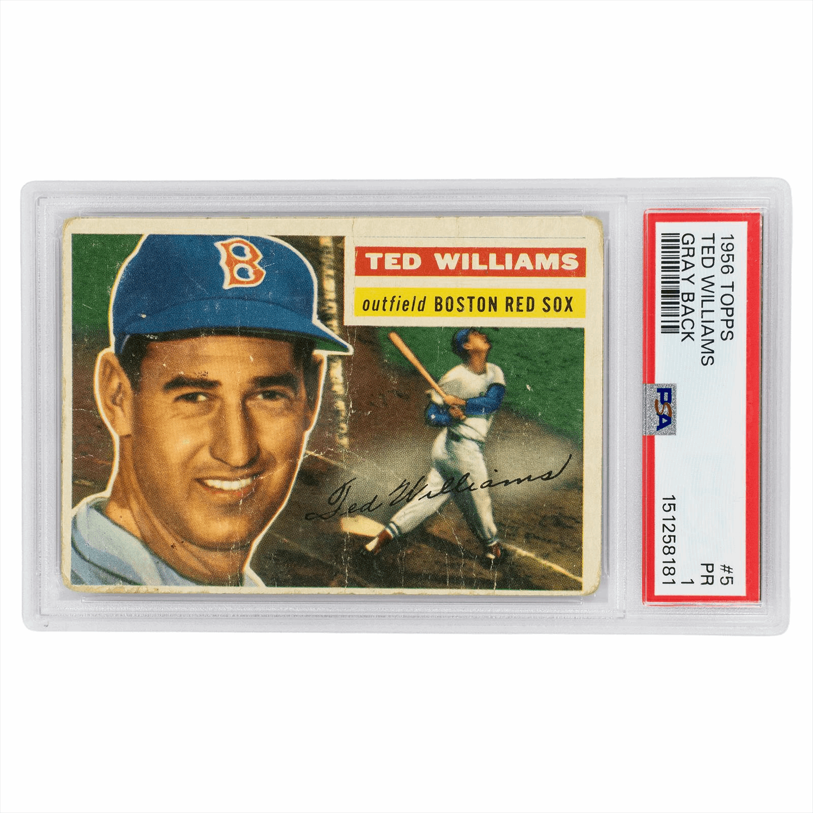 1956 Topps Ted Williams Gray Back #5 PSA PR 1 Cert #151258181