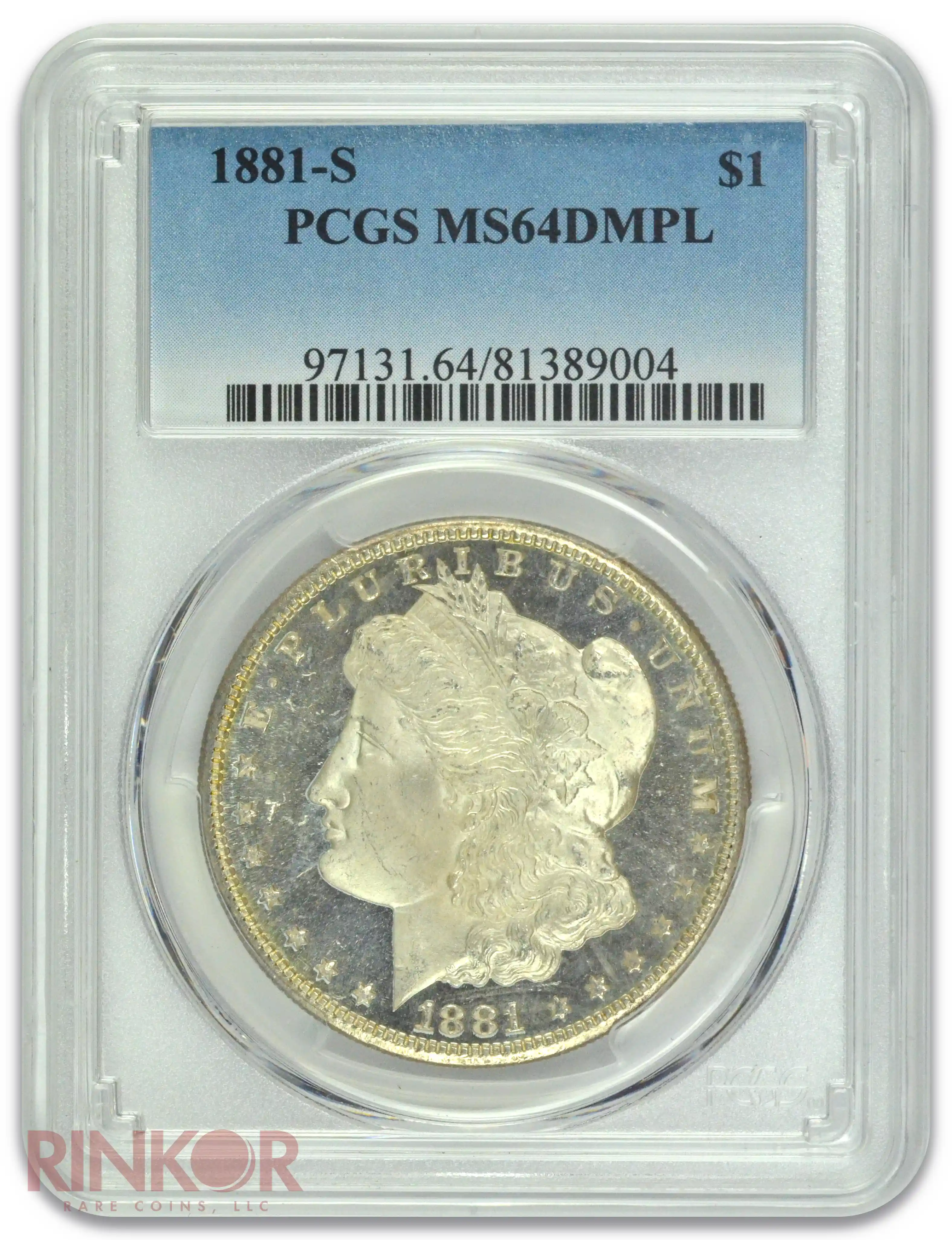 1881-S $1 Morgan Dollar PCGS MS 64 DMPL