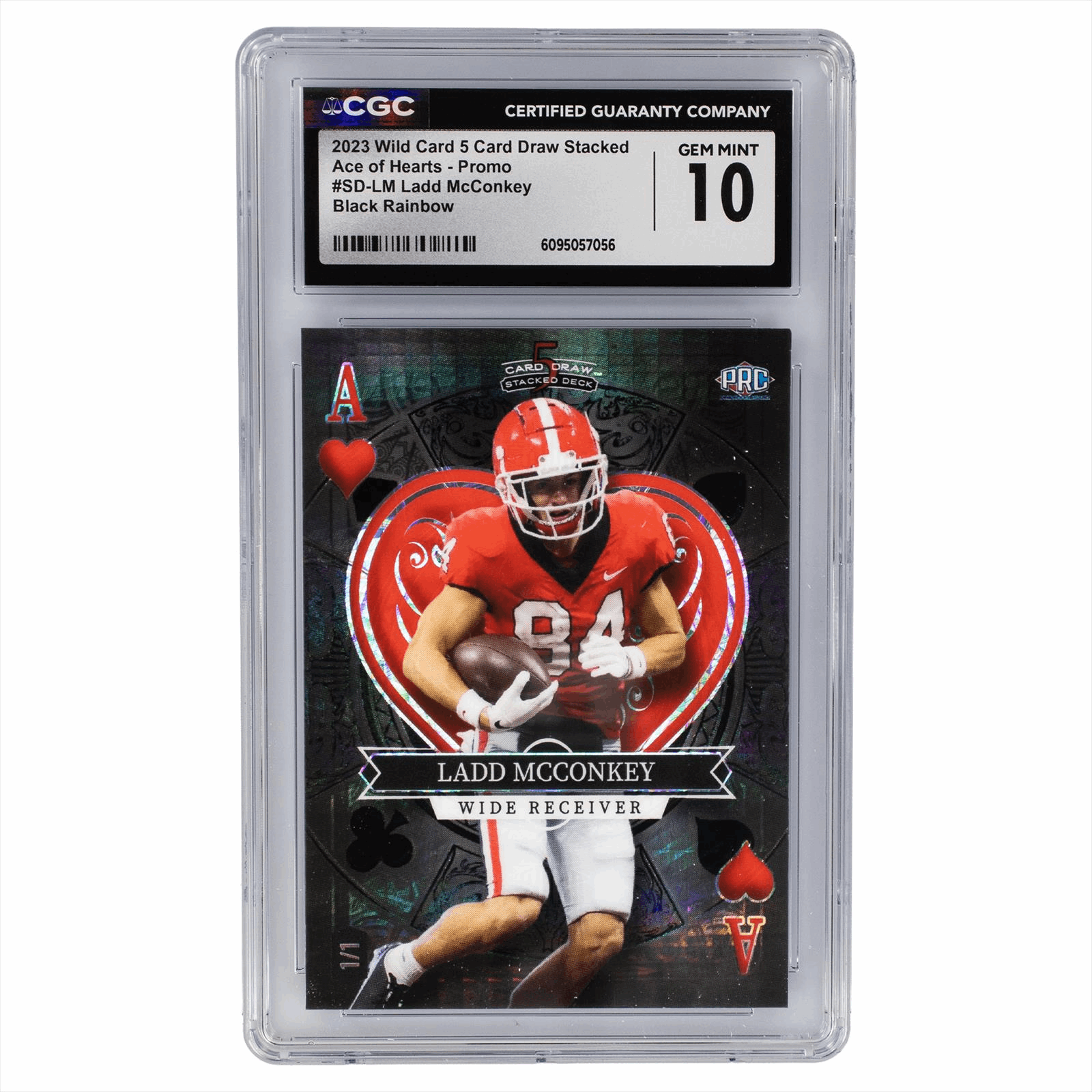 2023 Wild Card 5 Card Draw Stacked Promo Ladd McConkey Black Rainbow CGC Gem Mint 10