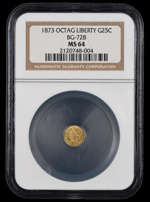 1873 OCTAG LIBERTY G25C BG-728 NGC MS64