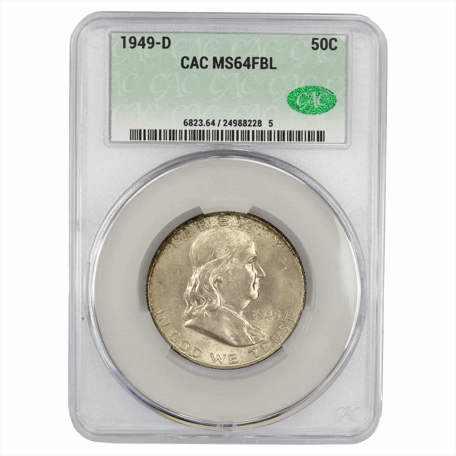 1949-D Franklin Half Dollar CACG MS 64 FBL