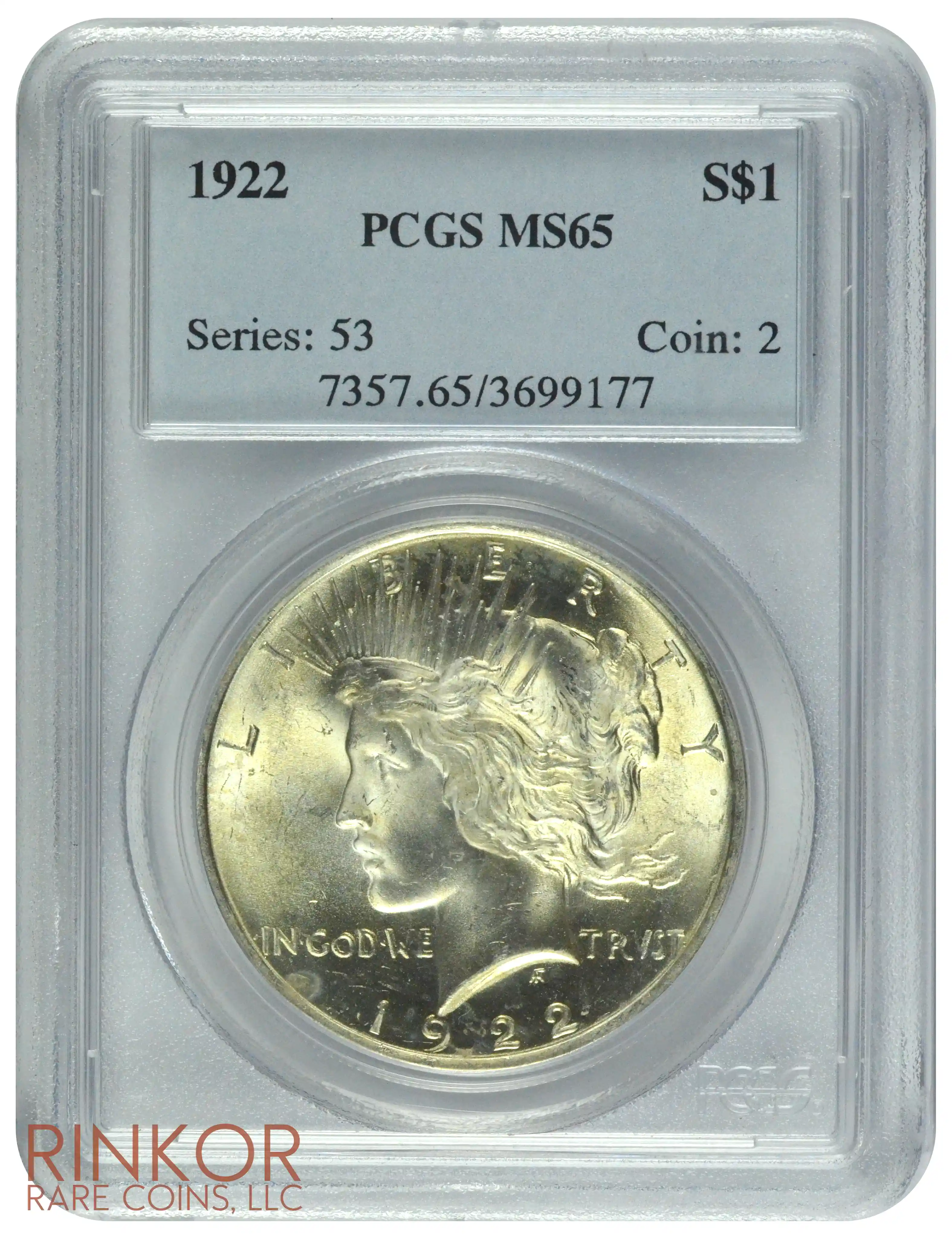 1922 $1 PCGS MS 65