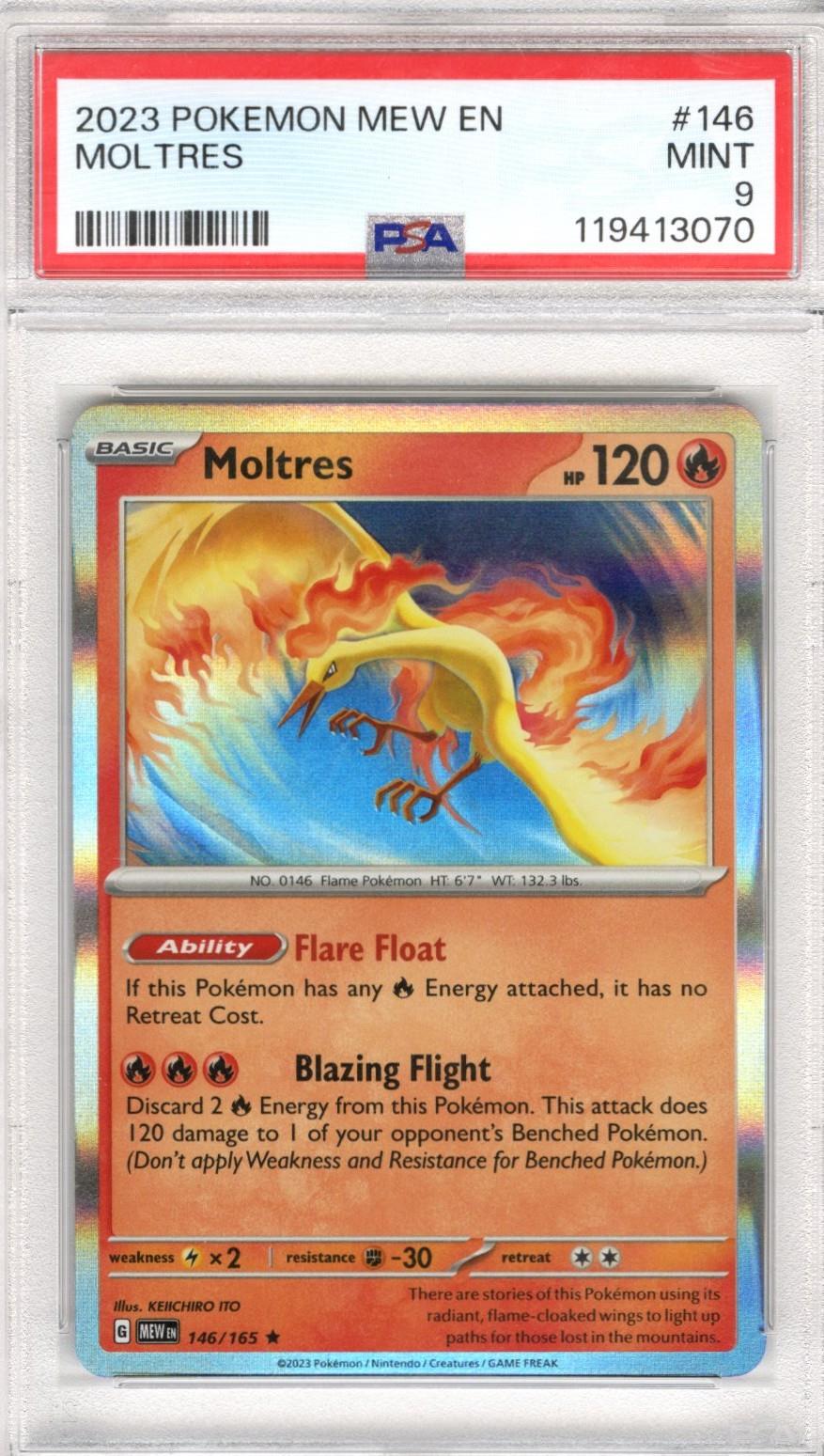 2023 Pokemon Mew En Moltres #146 PSA Mint 9 