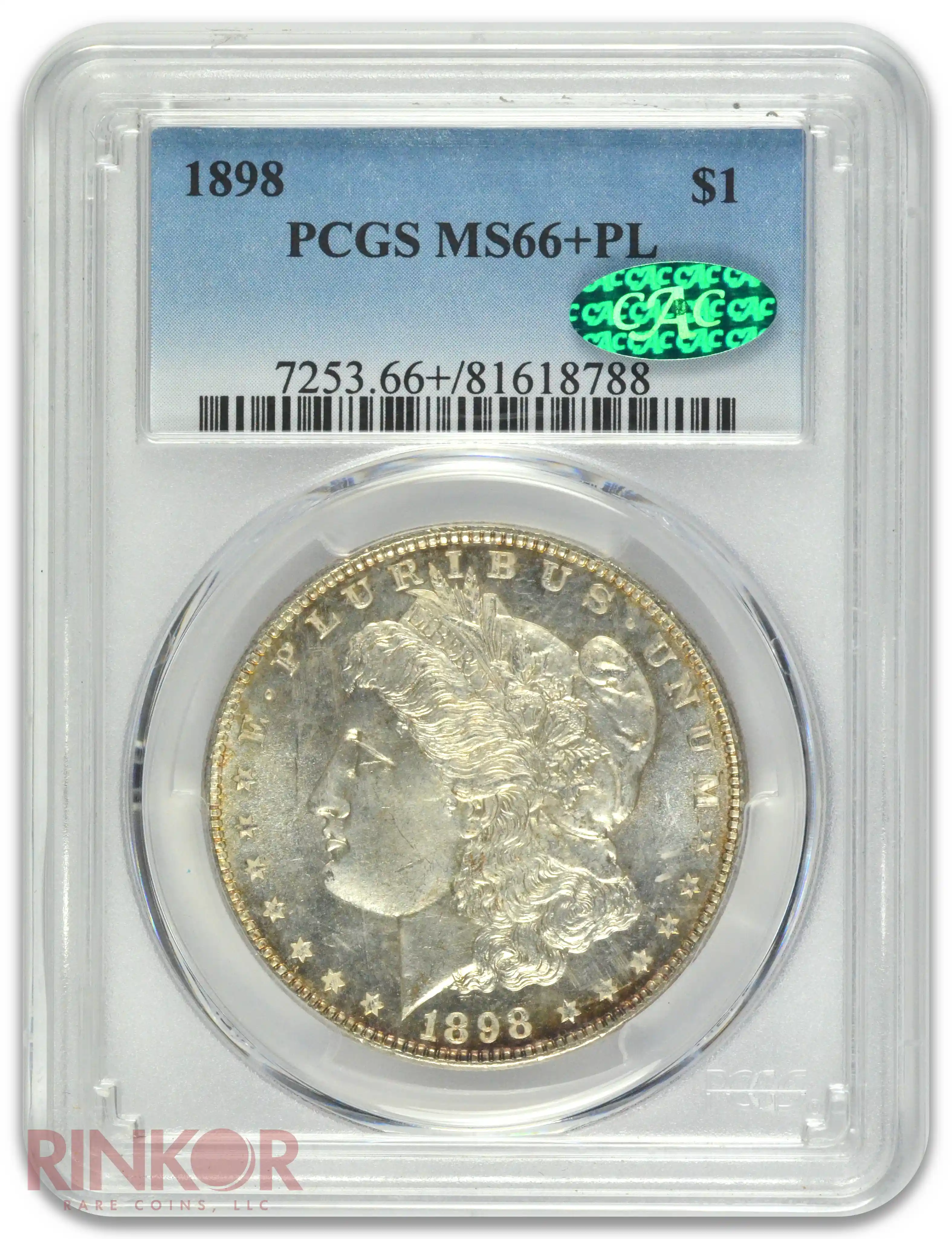 1898 $1 PCGS MS 66+ PL CAC