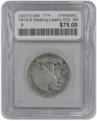 1919-S Walking Liberty ICG  G6