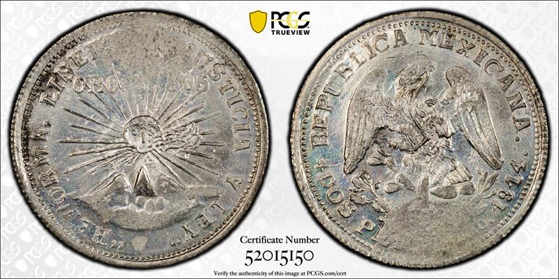 1914-GRO Mexico Guerrero 2 Peso KM-643 PCGS  MS 62