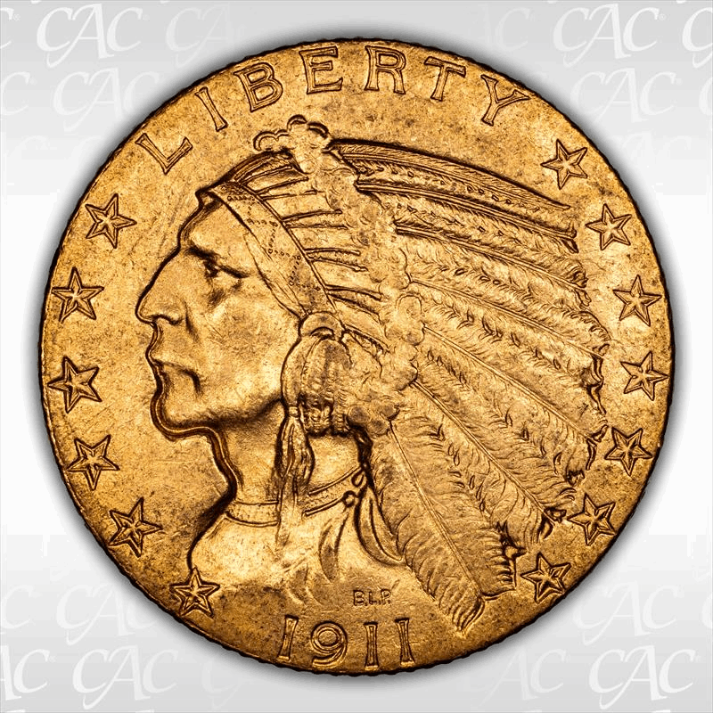 1911-S $5 CACG MS 62