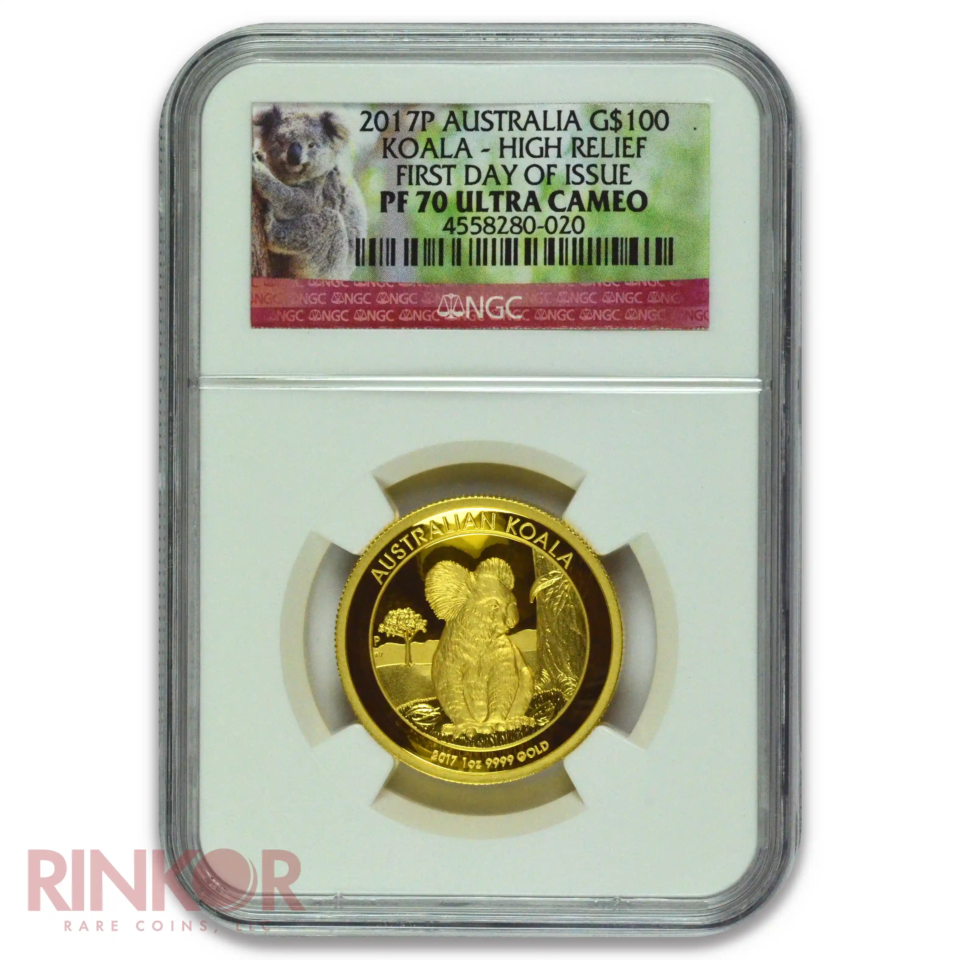 2017-P 1oz Gold High Relief Australia Koala First Day of Issue NGC PF 70
