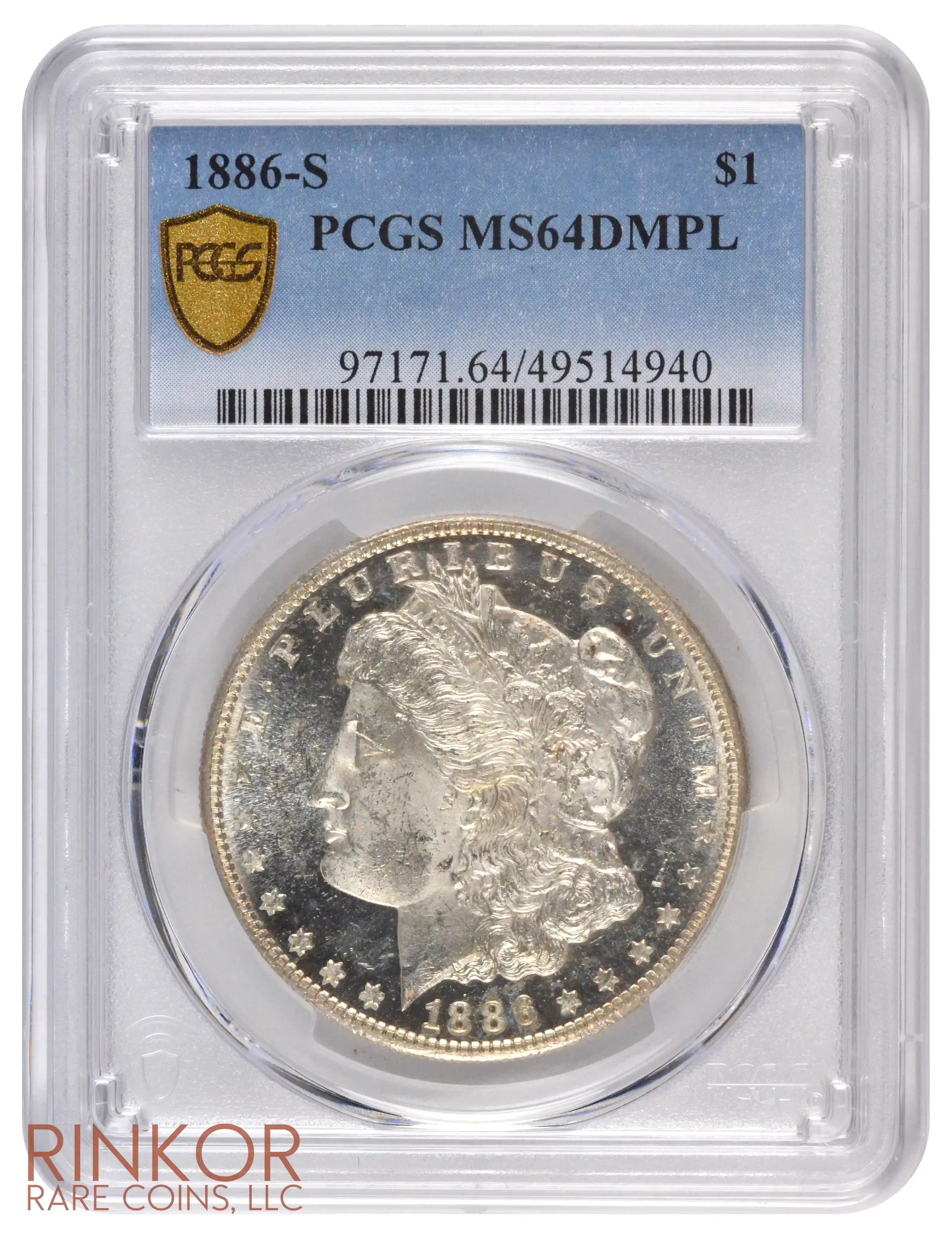 1886-S $1 PCGS MS 64 DMPL