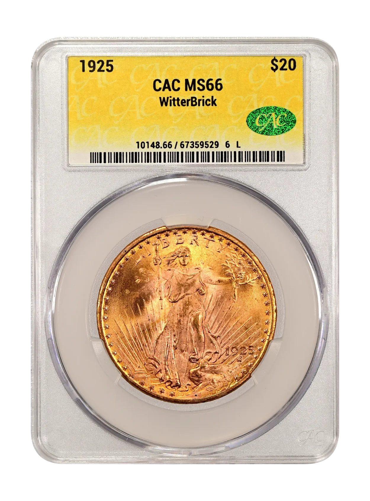 1925 $20 CACG MS 66 WitterBrick