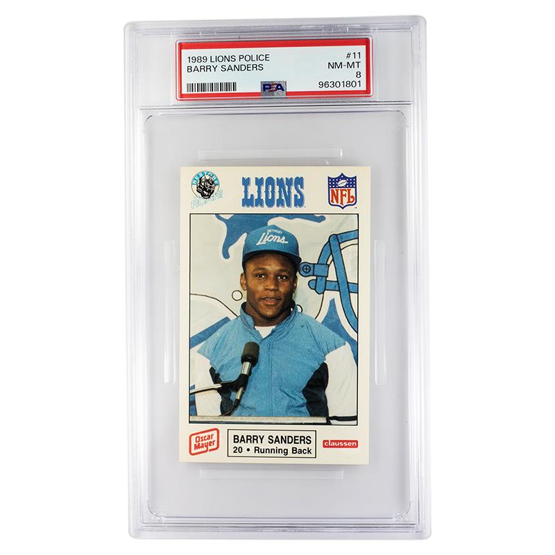 1989 Lions Police Barry Sanders #11 Oversized PSA Holder NM-MT 8 Cert #96301801