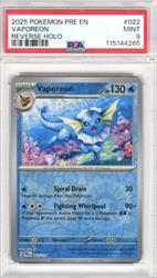 2025 Pokemon Pre En Vaporeon Reverse Holo #022 PSA Mint 9 