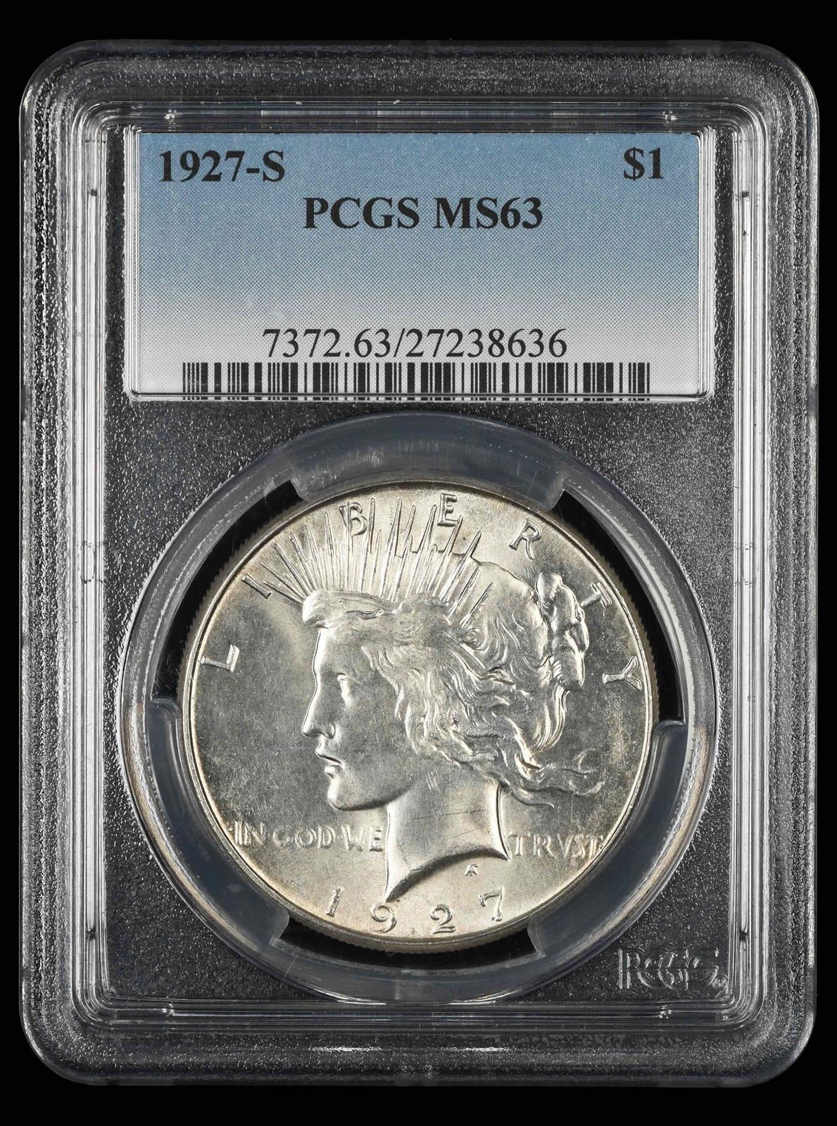 1927-S $1 PCGS MS 63
