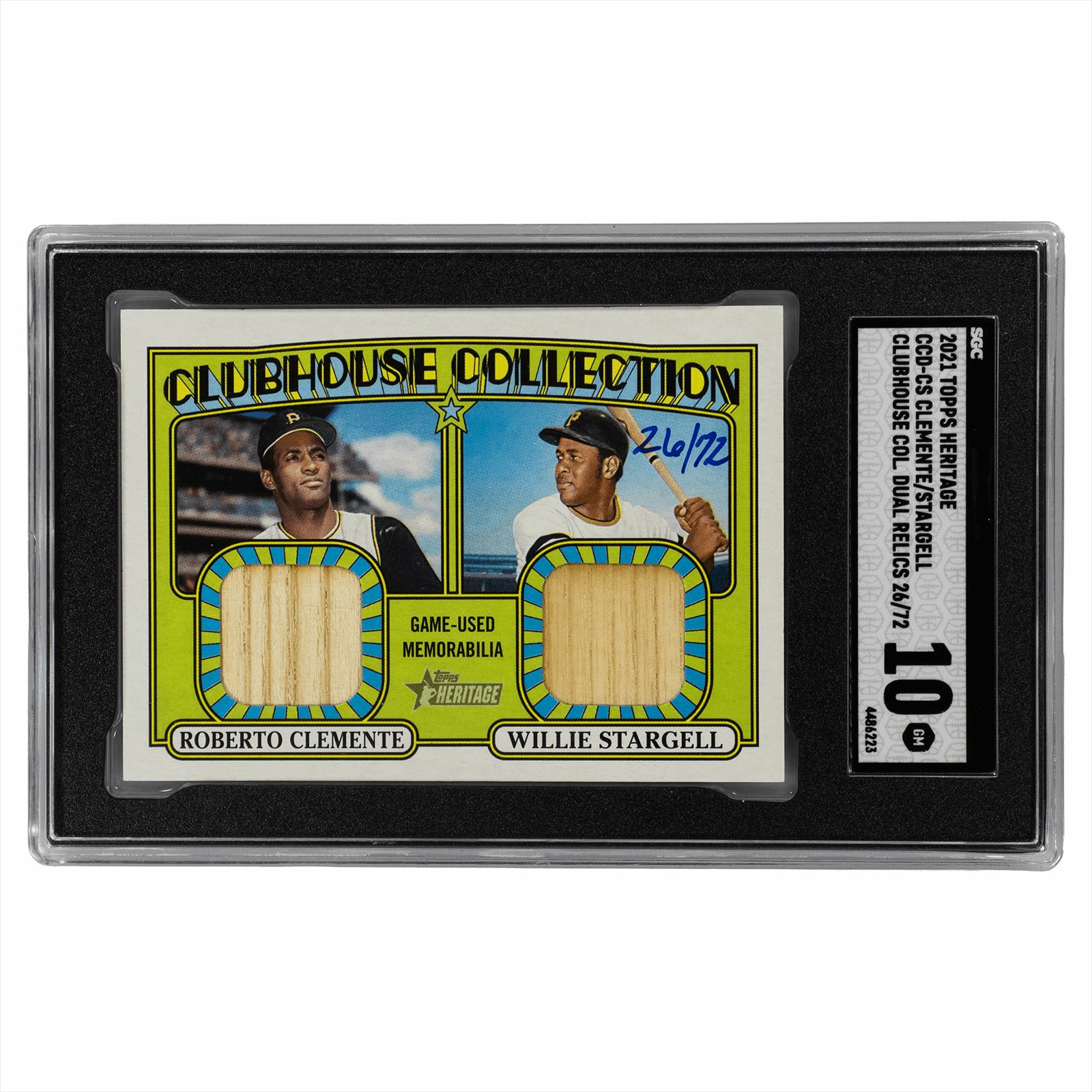 2021 Topps Heritage Clemente/Stargell Clubhouse Collection Dual Relics 26/72 SGC GM 10