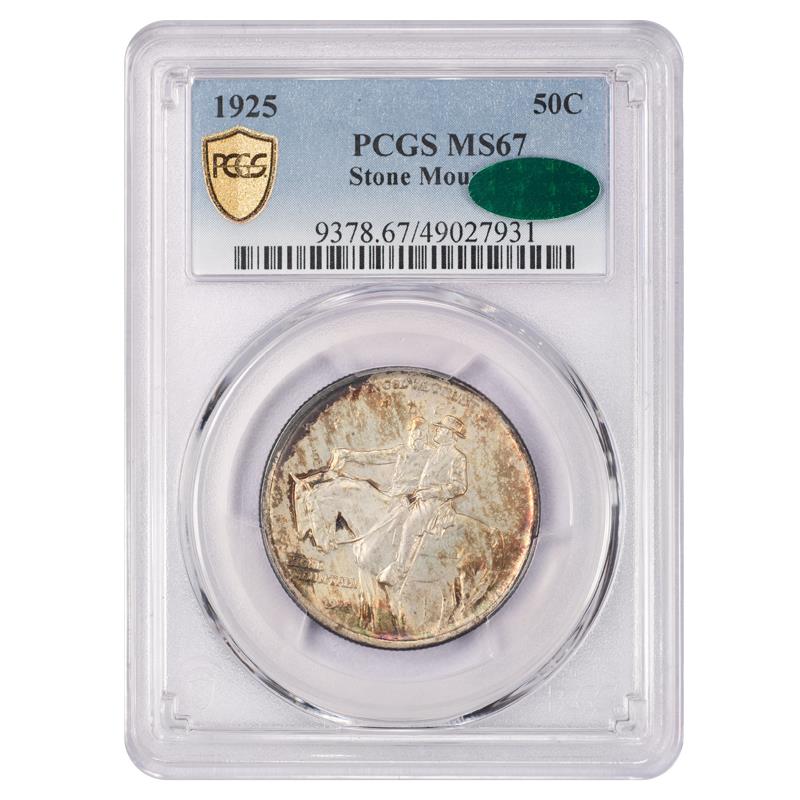 1925 Stone Mountain Commemorative Half Dollar 50c PCGS MS67 PCGS Gold Shield CAC Certified
