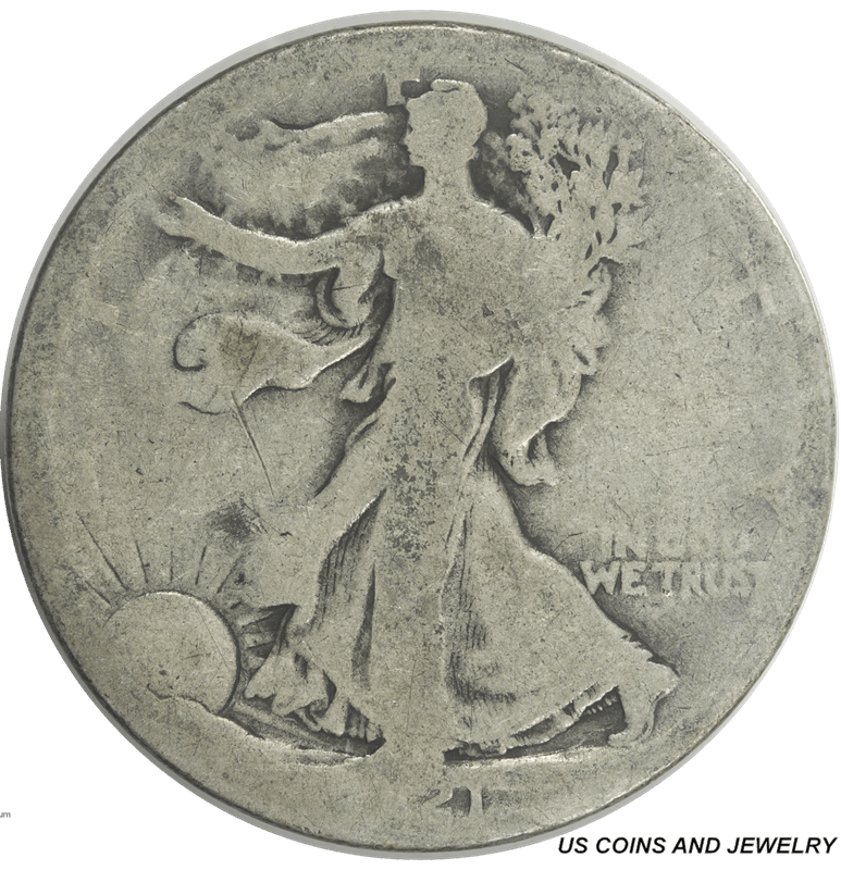 1921-S Walking Liberty Half Dollar,  Circulated, Almost Good, Nice Original Coin