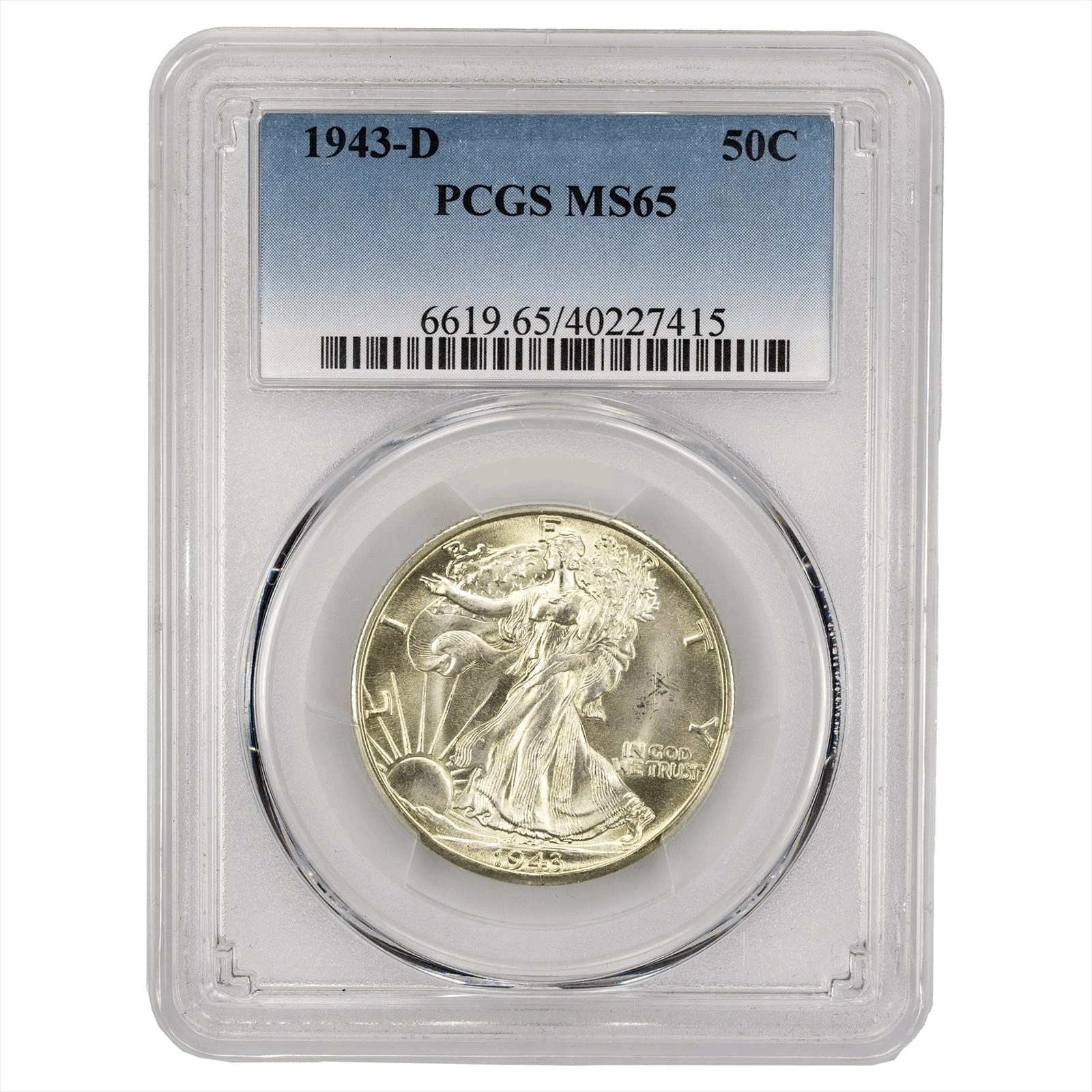 1943-D Walking Liberty Half Dollar 50C PCGS MS 65