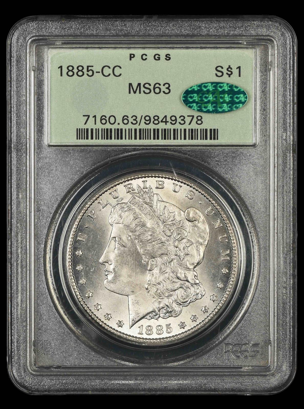 1885 CC $1 OGH PCGS  MS63 CAC