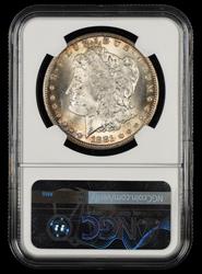 1884 O $1 Mint Error Reverse Struck Thru @6:00 Bill Fivaz Signature Label NGC MS65