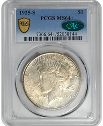1925-S Peace PCGS CAC MS 64+