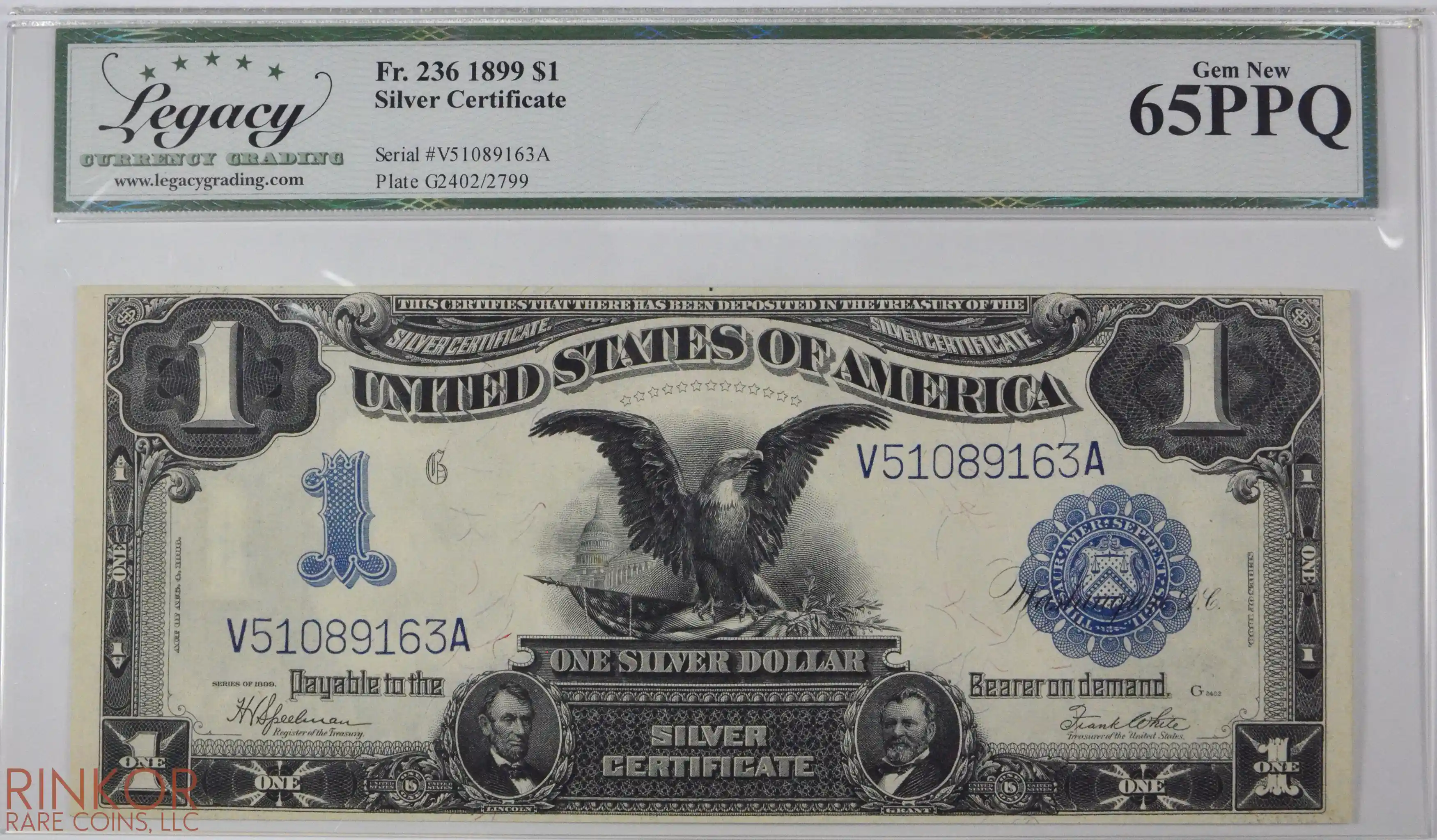 1899 $1 Fr. 236 Silver Certificate LCG CU 65 PPQ