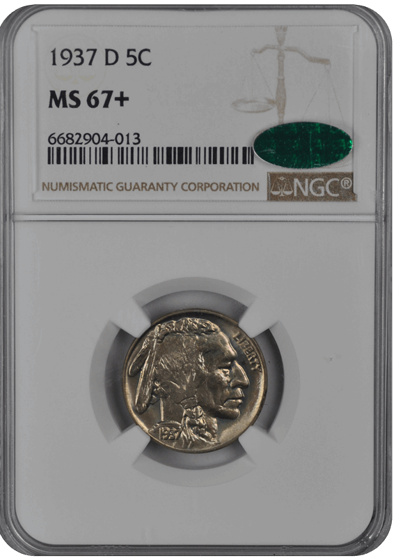 1937 D Buffalo Nickel NGC (CAC) MS 67 + 