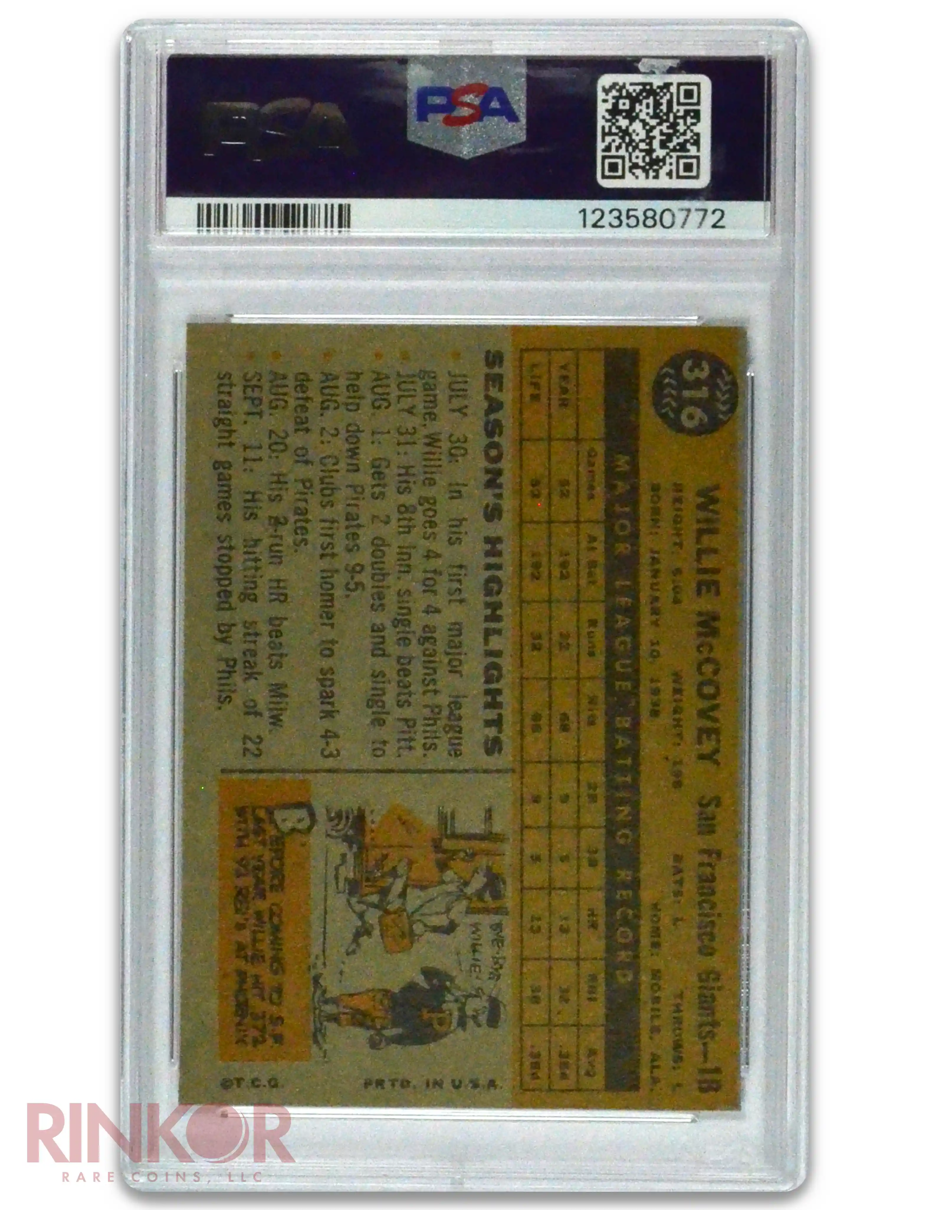 1960 Topps Willie McCovey All-Star Rookie #316 PSA EX 5
