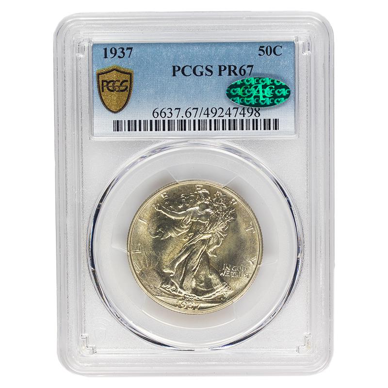 1937 Walking Liberty Half Dollar, 50C PCGS PR 67, CAC Certified