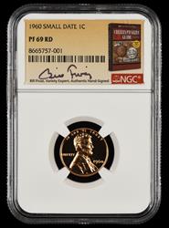 1960 Small Date Lincoln Cent Bill Fivaz Signature Label NGC  PF69RD