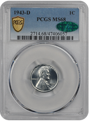 1943-D Lincoln PCGS CAC MS 68