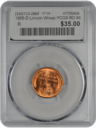 1955-D Lincoln Wheat PCGS RD 66