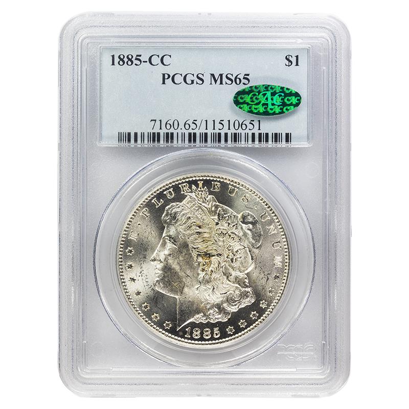 1885-CC Morgan Dollar $1 PCGS  MS65  CAC Certified