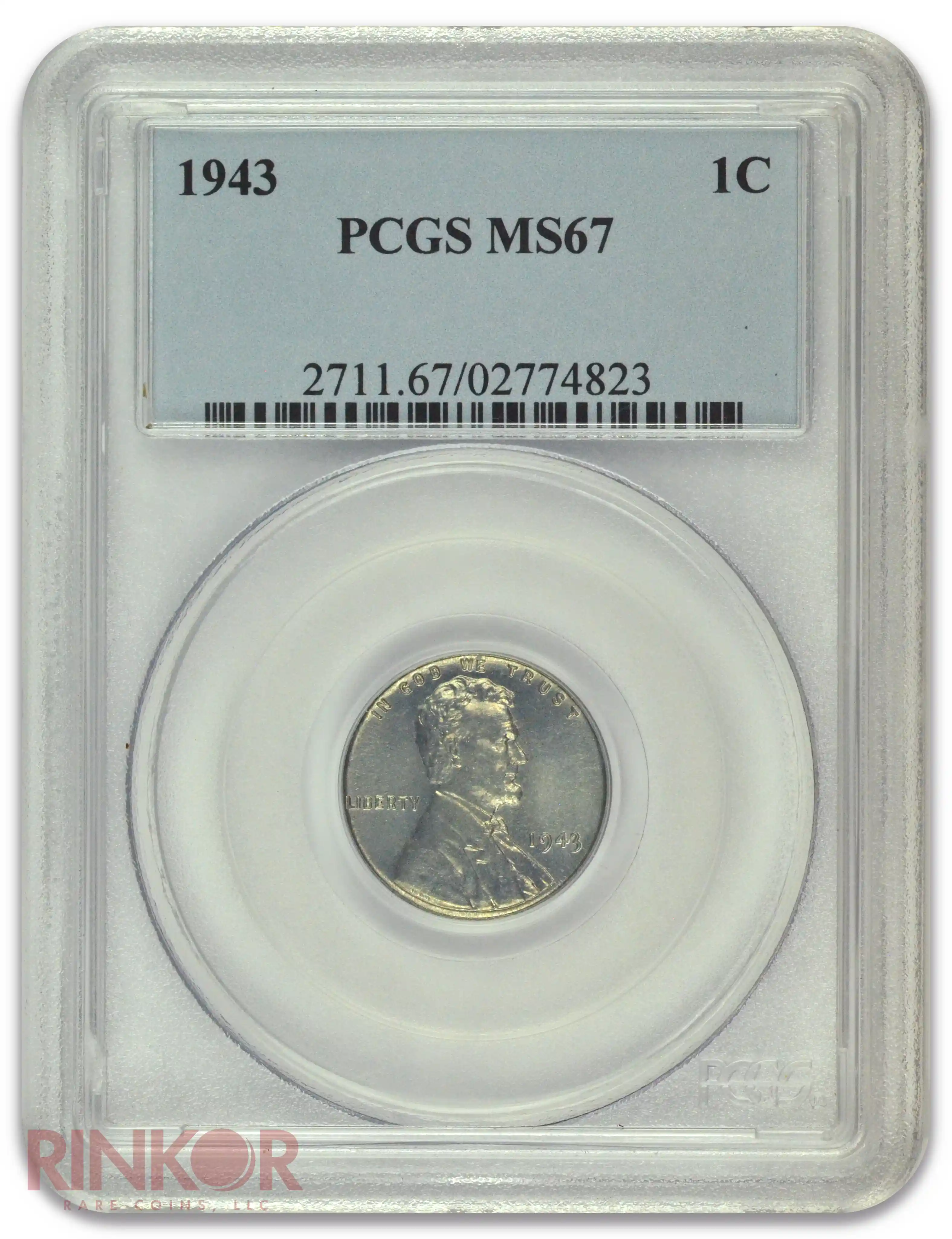 1943 1C Lincoln Wheat Cent PCGS MS 67