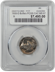 1935-D Buffalo PCGS CAC MS 67