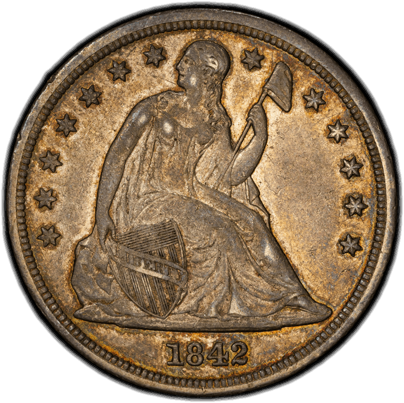1842 $1 PCGS XF-45 CAC