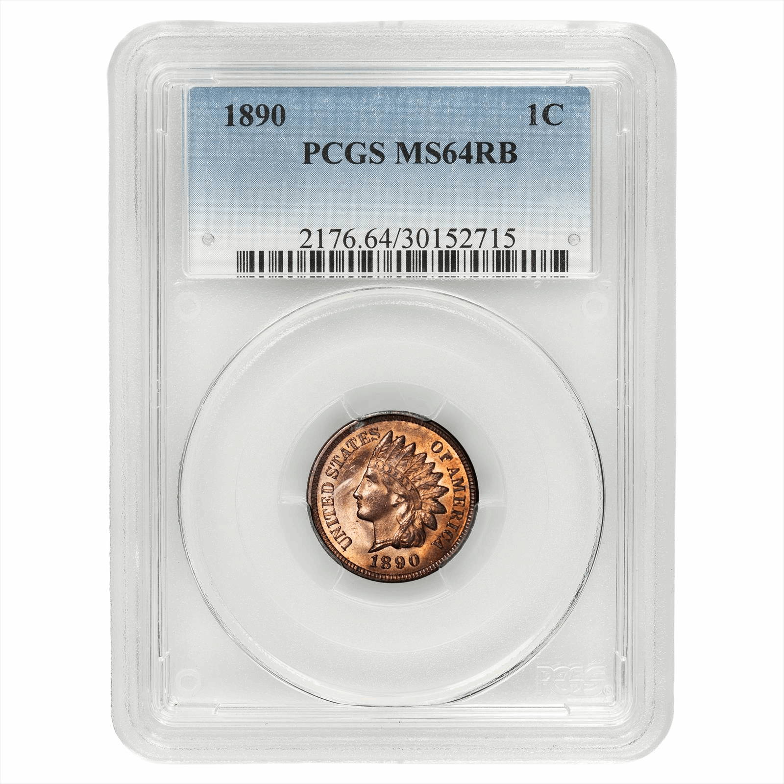 1890 Indian Head Cent 1C PCGS MS 64 RB